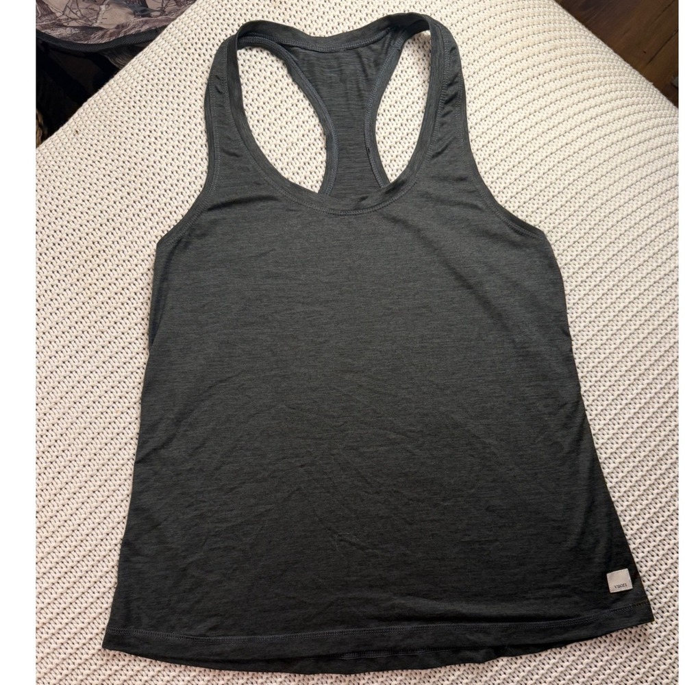 Vuori Lux Performance Tank Charcoal Heather Gray Racerback Activewear Top